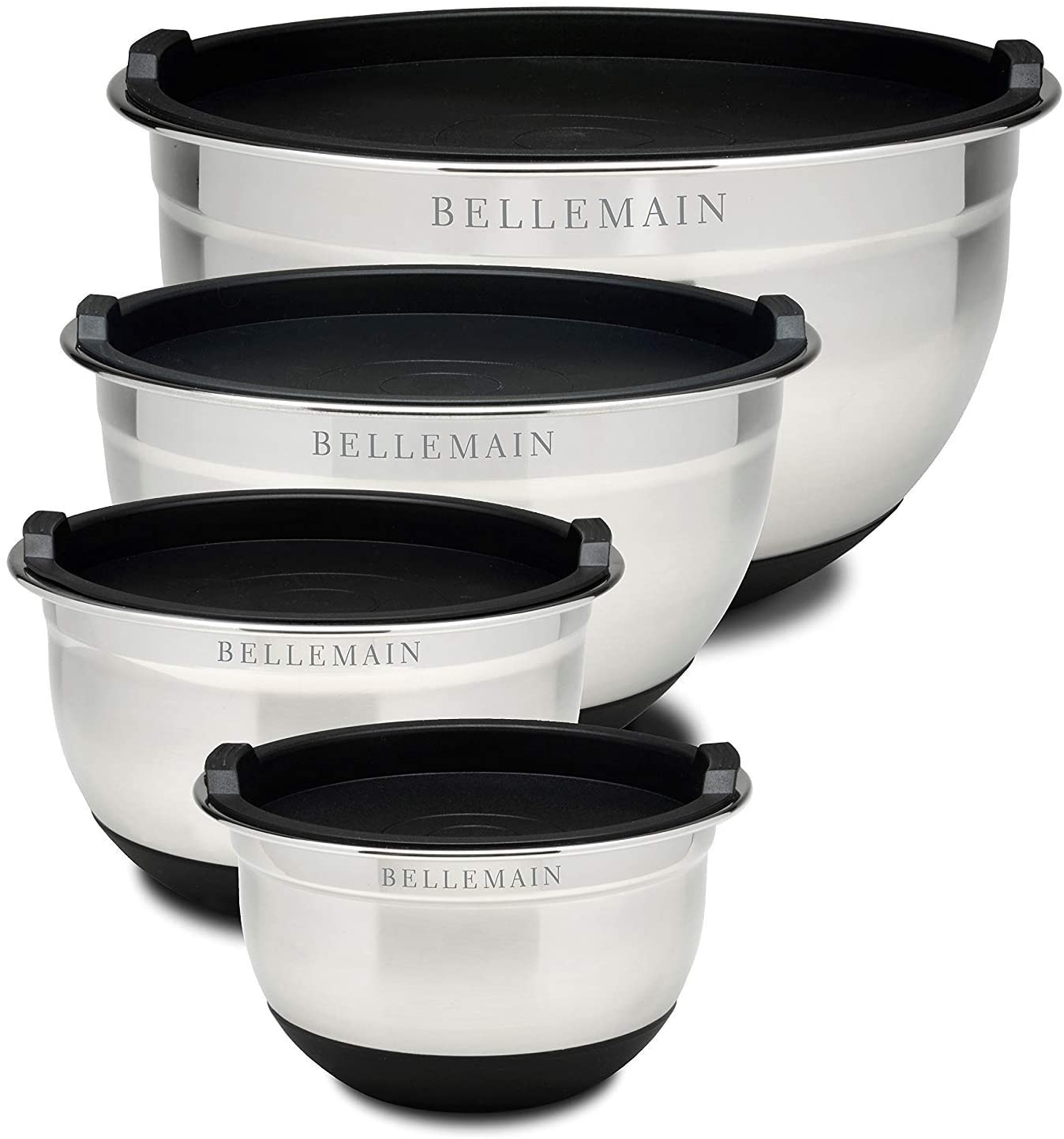 Top Rated Bellemain Stainless Steel Non-Slip Mixing Bowls with Lids (4-Piece Set)