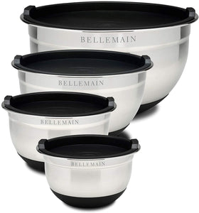 Top Rated Bellemain Stainless Steel Non-Slip Mixing Bowls with Lids (4-Piece Set)